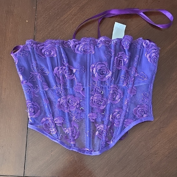 Source Unknown Other - (J31) Violet Floral corset  Sz XS